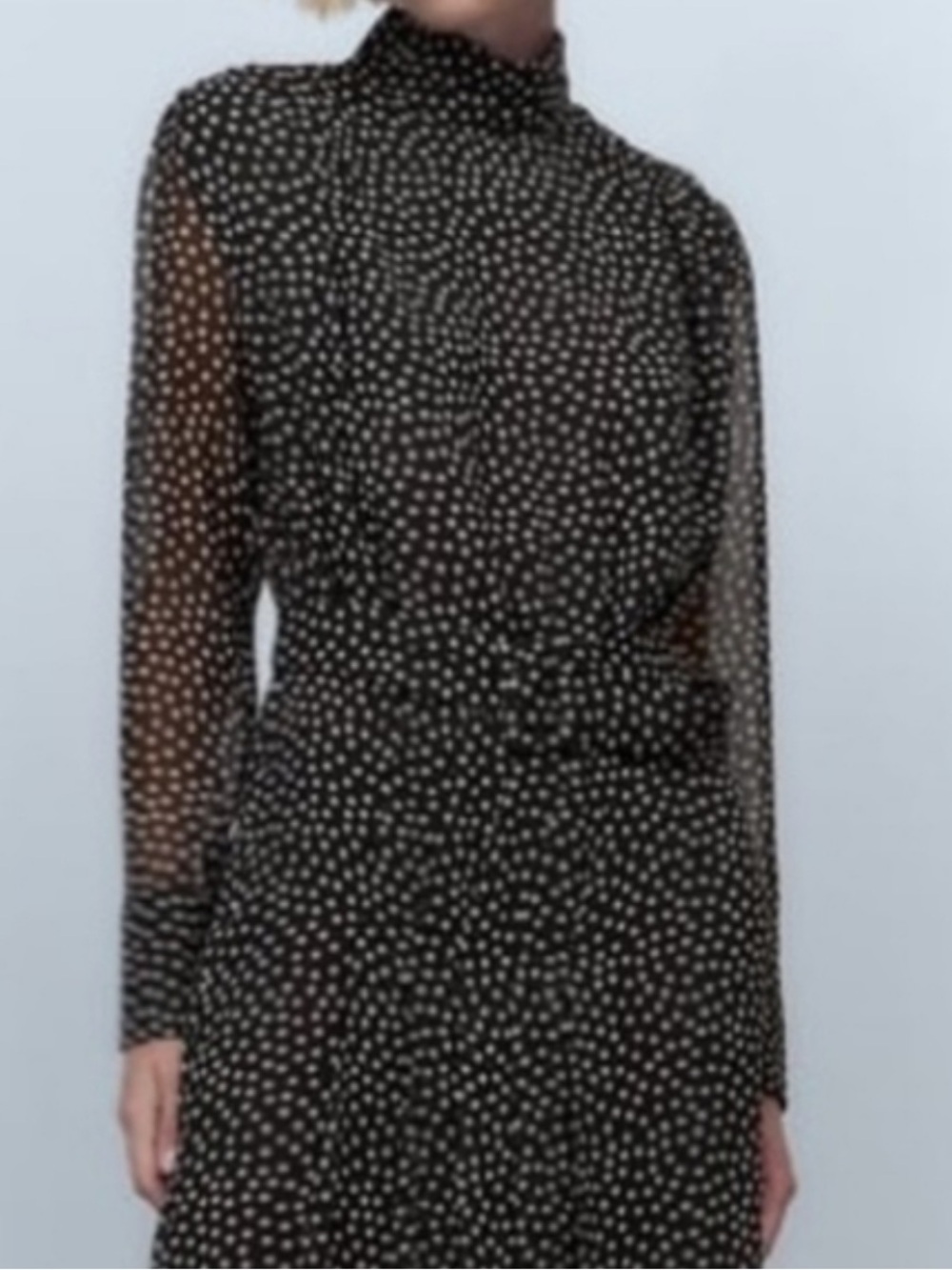 Zara Black and White Polka Dot Midi Dress - Picture 3 of 11